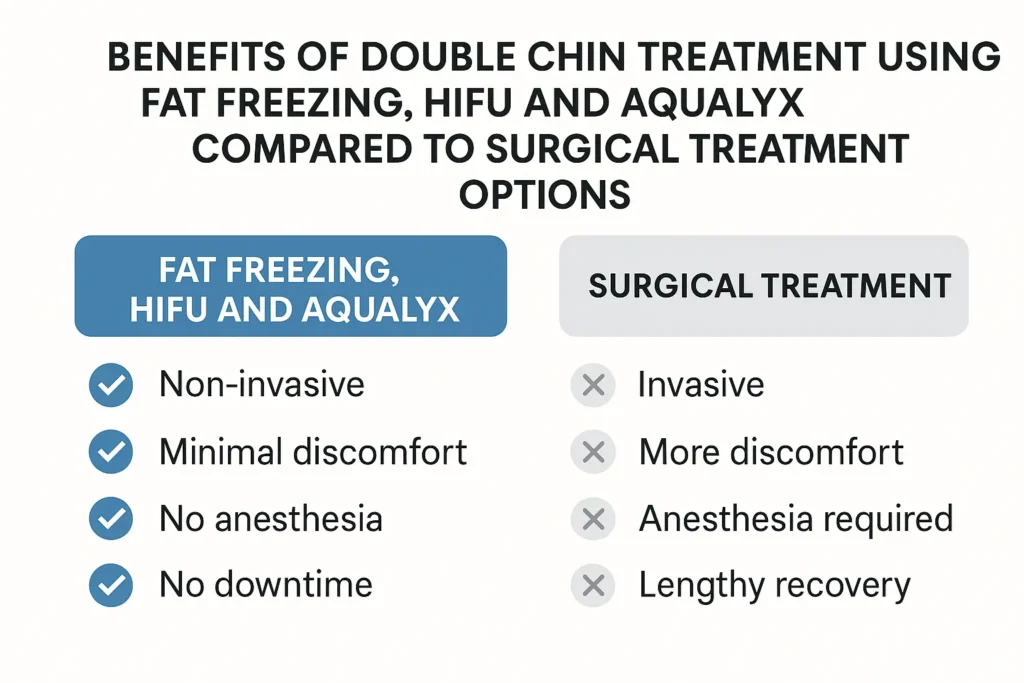 Graphic about the benefits of double chin treatment Yeading - from LA LIPO